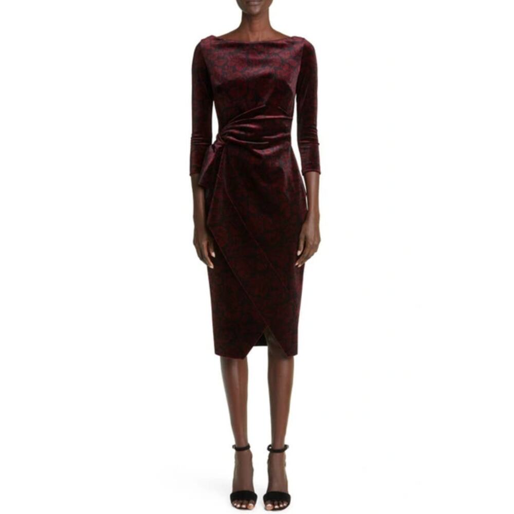 CHIARA BONI LA PETITE ROBE Maly Floral Print Velvet Cocktail Dress‎ In Zakaria